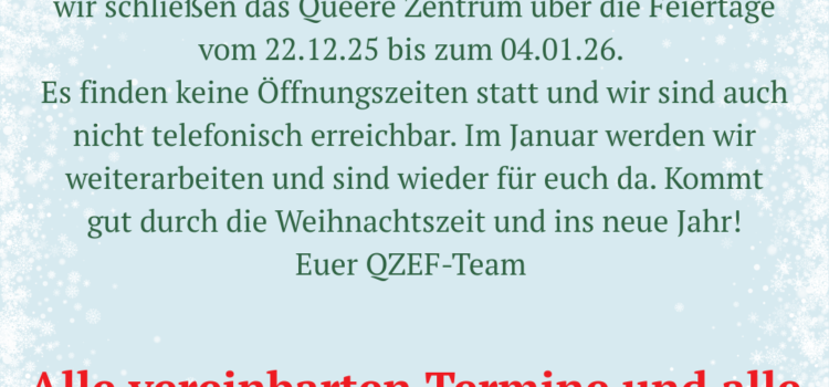Winterschließzeit vom 22.12.25 – 05.01.26